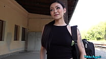 PublicAgent – Perfect Asian Japanese babe Rae Lil Black picked up outdoors in public and fucked on the platform during daytime ending with big cock creampie in her pussy